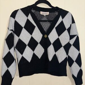Classic Argyle Black and Gray Women's Sweater